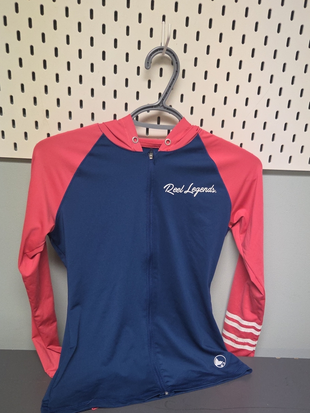 Reel Legends Navy and Coral Hooded Swim Coverup